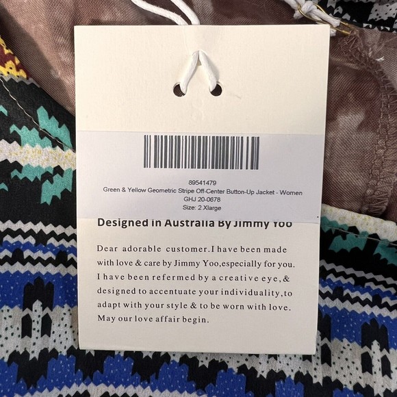 Jimmy Yoo Tunic Top Womens 2X Multi Aztec Striped Satin Tie Dye Hem Lagenlook - Picture 13 of 13